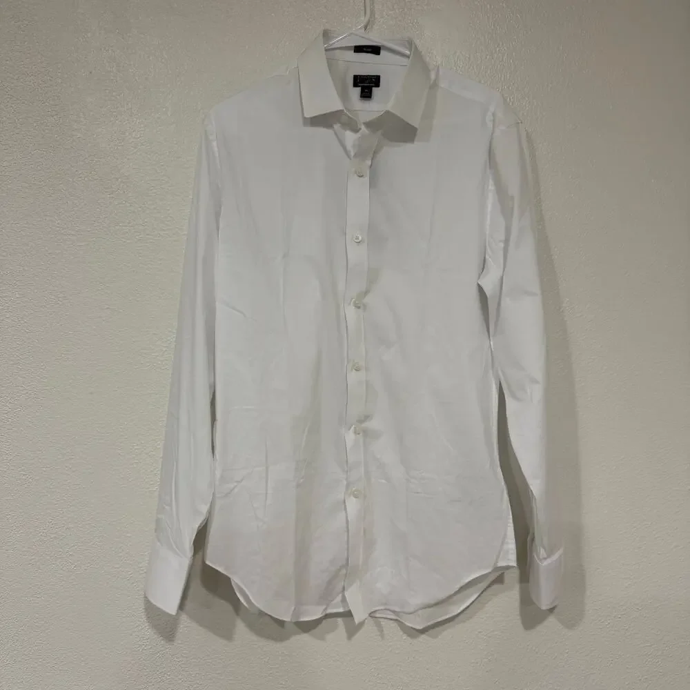 NWT J.Crew Men's Slim Performance Dress Shirt Button Up Collared White Medium